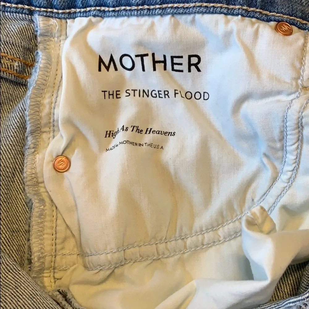 MOTHER Light Blue Distressed Straight Leg Jeans
